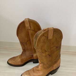 ●●アメリカ製●● 本革 ウエスタンブーツ レザー ユーズド 靴 古着 カウボーイブーツの画像