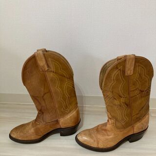 ●●アメリカ製●● 本革 ウエスタンブーツ レザー ユーズド 靴 古着 カウボーイブーツの画像