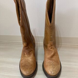 ●●アメリカ製●● 本革 ウエスタンブーツ レザー ユーズド 靴 古着 カウボーイブーツの画像