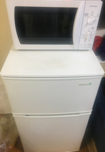 11/7(土)まで★【2ドア冷蔵庫90L\u0026電子レンジ】セット 一人暮らし★新生活 値下げ 別売り 日程 ご相談可能