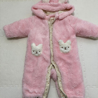 うさ耳ボアロンパース　ピンク