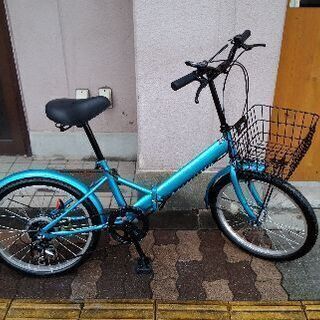 20吋 折り畳み自転車 外装6段/ブルー