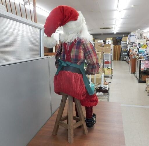 完売！サンタクロース人形 全長83cm 絵描き風 アンティーク風 ペインター サンタさん ヴィンテージ風 ペンキ塗り 装飾 クリスマス
