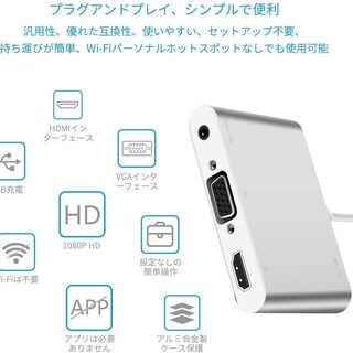Lightning to VGA HDMI Audio4 in 1アダプタ変換の画像