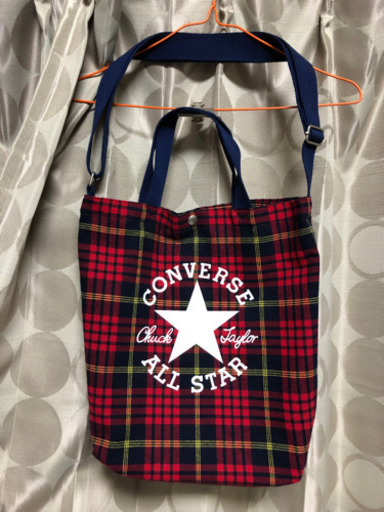 超可愛い！コンバース　チェック柄ショルダートートバック　新品未使用品