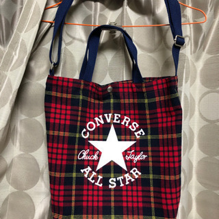 超可愛い！コンバース　チェック柄ショルダートートバック　新品未使用品