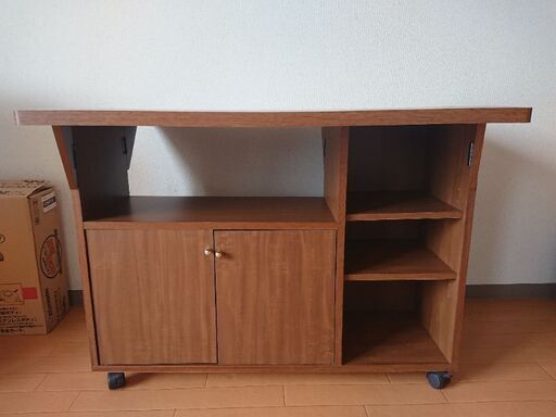 キャスター付きバタフライキッチンワゴン　折りたたみ　キッチン収納　作業台　サイドテーブル　カウンターテーブル