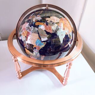 手作り天然石地球儀 天体足付ベース