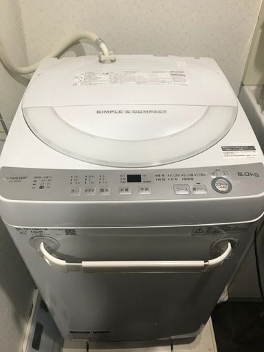 【10月中売り切り☆美品】シャープ（SHARP）全自動洗濯機（ES-GE6B-W）