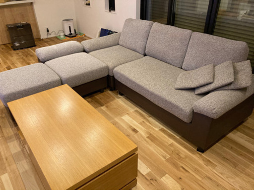 ソファ ３人掛け おしゃれ デザイナーズ グレー＆ブラウン