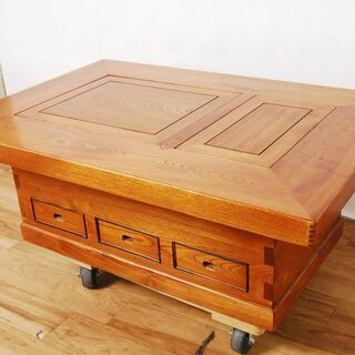 3261 欅 けやき 無垢材 関西火鉢 火鉢 長火鉢 引出付 火箸 五徳 灰ならし