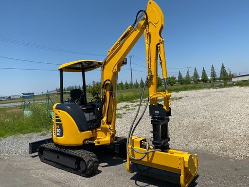コマツ　PC30MR-3　ミニ油圧ショベル　3ｔクラス　ユンボ　倍速　ロングアーム　草刈機・バケット付き　建設機械