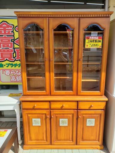 3面食器棚　格安　収納　カップボード