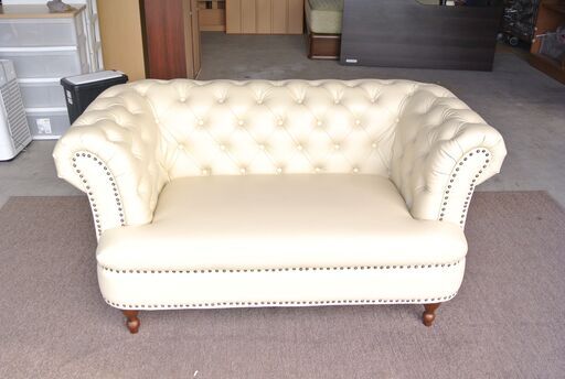 シンフォニーソファ　ロココ調　アンティークデザイン　ホワイトベージュ アイボリー