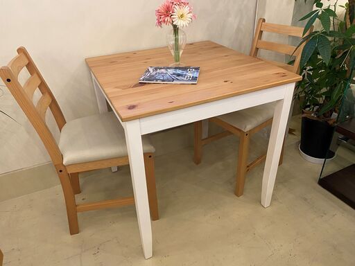 IKEA イケア ダイニングテーブルセット テーブル チェア 椅子 3点セット ナチュラル×白 中古品