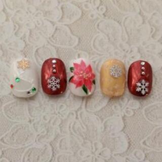 クリスマスネイル③ポインセチア