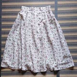 小花柄 ホワイト ミモレ丈 スカート