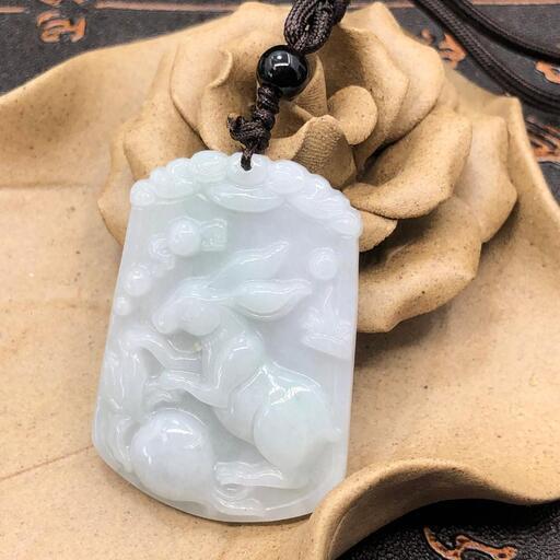 福袋 ネックレス 兎 氷ヒスイ 本翡翠 緑色 誕生日プレゼント 縁起物 卯年 本物保証