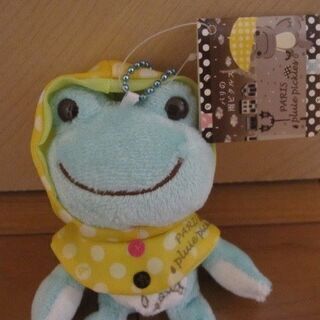 レア☆ 新品・タグ付き■ かえるのピクルス パリの雨 マスコット ぬいぐるみ■ブルーの画像
