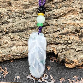 ネックレス 葉っぱ 本翡翠 氷ヒスイ 透明色 光沢感 誕生日プレゼント