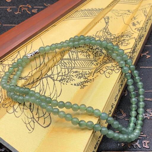 ネックレス 数珠 本翡翠 氷ヒスイ 氷種 透明感 誕生日プレゼント 本物保証