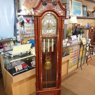 【店舗同時販売中】ドイツ 　HERMLE(ヘルムレ)社 花梨材螺鈿装飾　ホールクロック　動作不備【店頭ご来店購入限定】