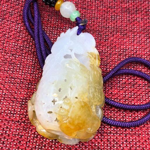 福袋 ネックレス 蟹 本翡翠 氷ヒスイ 黄色 誕生日プレゼント 金運アップ 本物保証