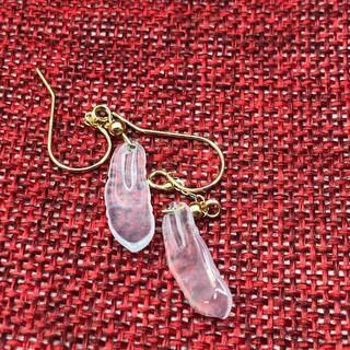 ピアス フェザー 本翡翠 氷ヒスイ 透明色 誕生日プレゼント 手作り 鑑別書有の画像