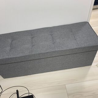中古☆収納スツール長椅子型☆グレー