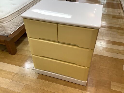三段チェスト　パステルイエロー　ホワイト【トレファク岸和田店】