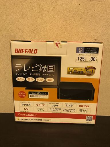 Buffalo HD-LC1.0U3-BKD USB3.0 外付けHDD 1TB ブラック、ハードディスクドライブ
