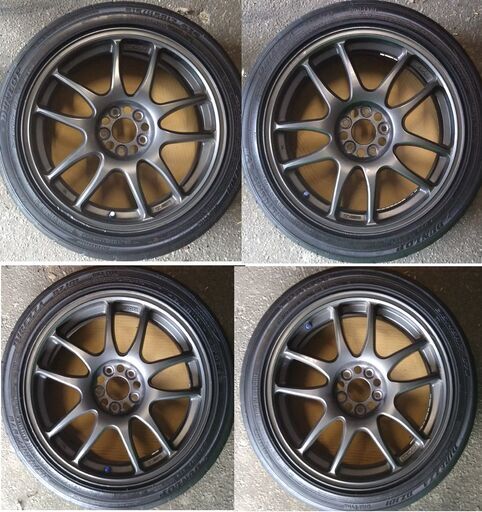 中古夏タイヤホイール4本　17インチ　7Ｊ　5Ｈ　ＰＣＤ100　ＩＮＳＥＴ47　ワークエモーション