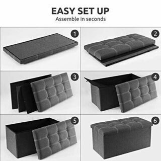 新品、未使用■収納スツール　グレー　折りたためる　76×38×38cm 折りたたみ式 フットレスト 収納ボックス ストレージチェの画像