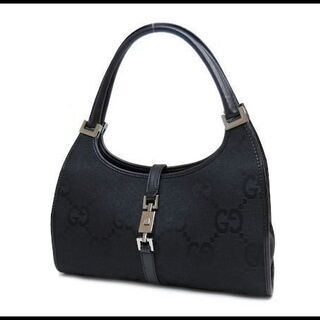 良品 GUCCI グッチ GGキャンバス ハンドバッグ トートバッグ 黒