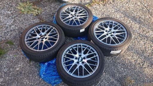 bbs cs 18インチ 7.5j+38 /タイヤ付きアルミ マークx  クラウン エスティマ 等 114.3 5穴
