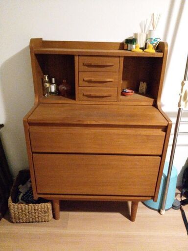 北欧風チーク材キャビネット/ライティングデスク