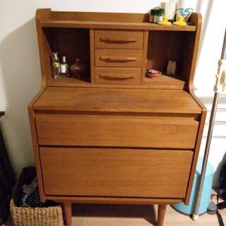 北欧風チーク材キャビネット/ライティングデスク