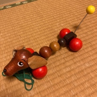 ドイツ製　木製の積木と犬のおもちゃ　中古品の画像