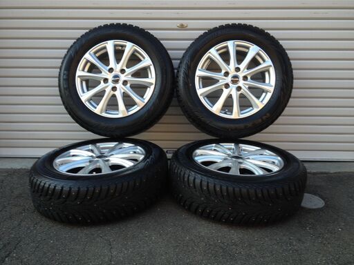 スパイクタイヤ 2019年製 215/60R16 新品時のイボ・ヒゲ残り有り 4本セット 6.5J PCD 114.3 オフセット38 5穴 アルファード