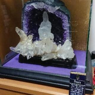 家内安全 アメジストドームに水晶クラスター 水晶の観音像
