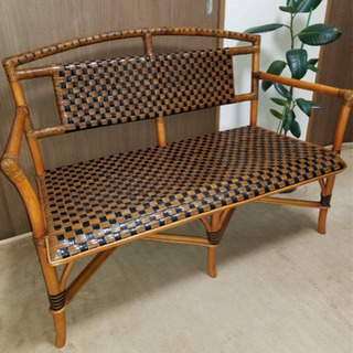 【美品】ラタンベンチ　ソファ　籐　椅子