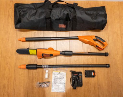 高枝ポールチェーンソー BLACK＆DECKER コードレス式 GPC1820LBN-JP