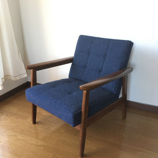 カリモク60 kチェア 1シーター タープブルー ソファ 一人掛け美品