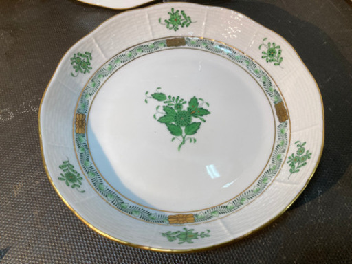 HEREND(ヘレンド)　アボニーグリーン　サラダプレート　20cm2枚set　箱有【愛品倶楽部柏店】