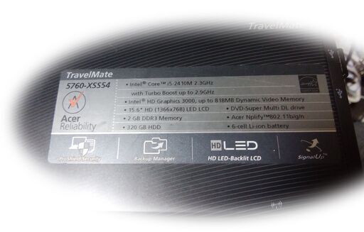 《姫路》(Win10 )AcerTravel mate 5760-XSS54☆Core i5-2410M 2.3GHz☆15.6インチワイド液晶ノートPC☆無線LAN☆サクサク動作!!