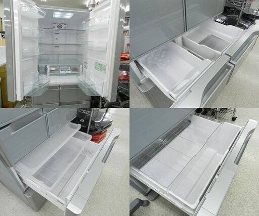 大型 冷蔵庫 6ドア 517L 2014年製 自動製氷機能 真空チルド HITACHI R-G5200D(XS)型 500Lクラス フ