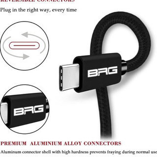 A206【新品未開封】USB Type C ケーブル【3本セット】ブラック 0.3m x1本+1.2mx1本+1.8m x1本 USB-A to USB-C 高耐久 急速充電 高速データ転送 充電USB Cケーブル ナイロン編みの画像