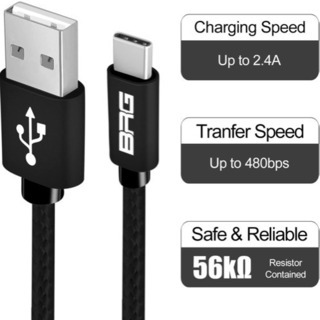 A206【新品未開封】USB Type C ケーブル【3本セット】ブラック 0.3m x1本+1.2mx1本+1.8m x1本 USB-A to USB-C 高耐久 急速充電 高速データ転送 充電USB Cケーブル ナイロン編みの画像