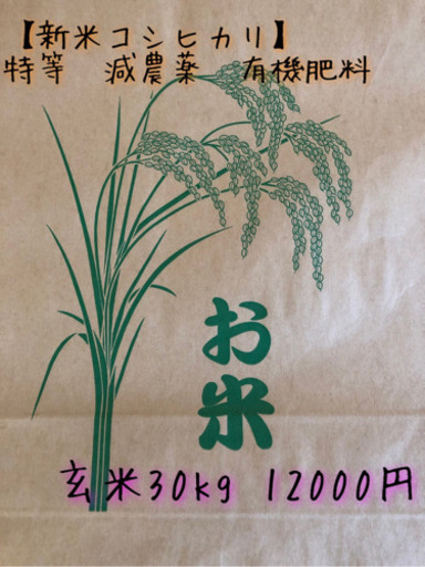 【新米コシヒカリ】特等 有機肥料 Ｒ1 減農薬