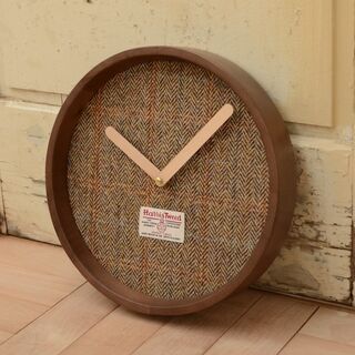 ■壁掛け時計 HARRISTWEED※難あり（グリーンチェック）...